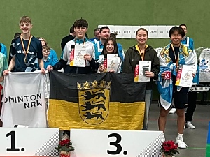 Matti Hintze und Judith Binder bei der Siegerehrung Matti Hintze und Judith Binder bei der Siegerehrung